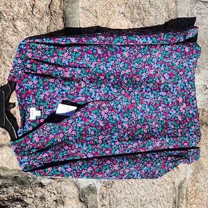 J. Crew Factory V-Neck Popover Placket Blouse Floral Print XL